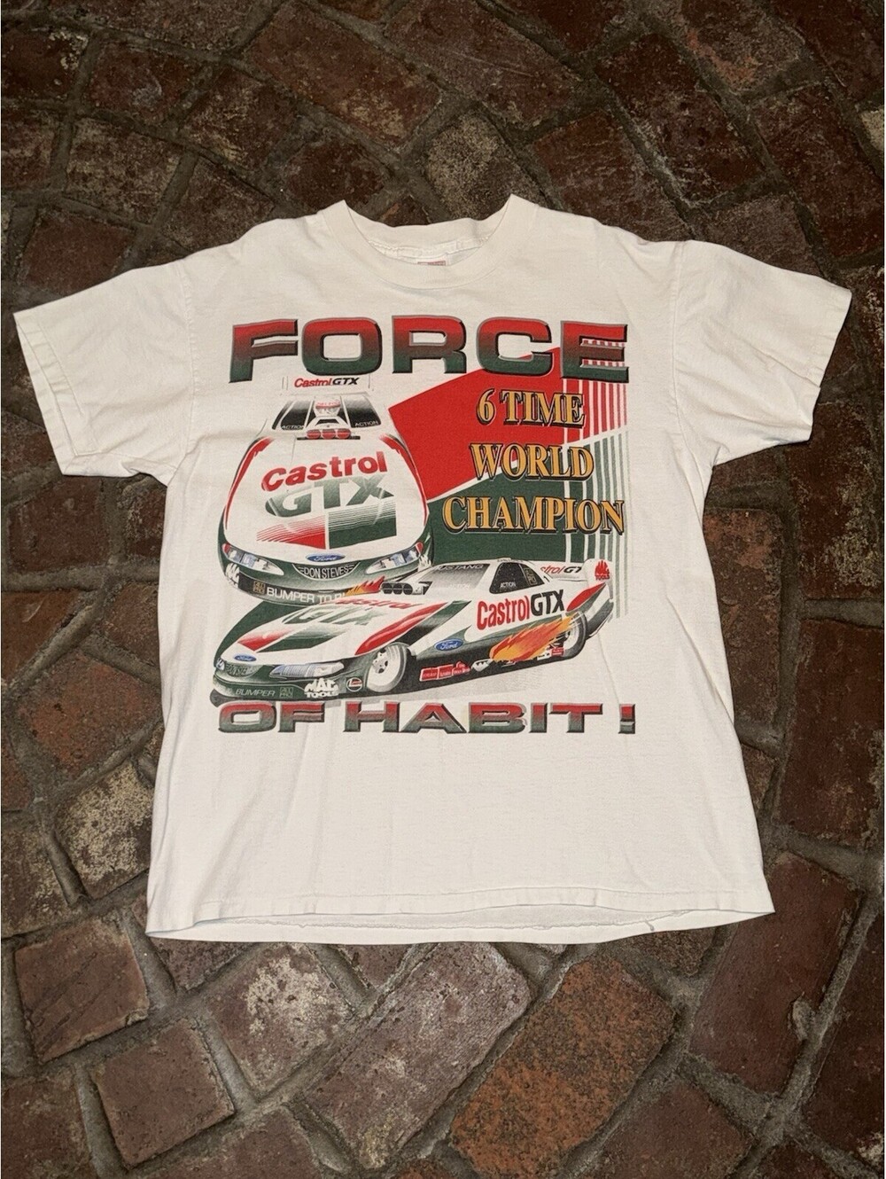 97’ VTG Castrol Racing John Force Graphic T-Shirt 6 Time World Champion Size L